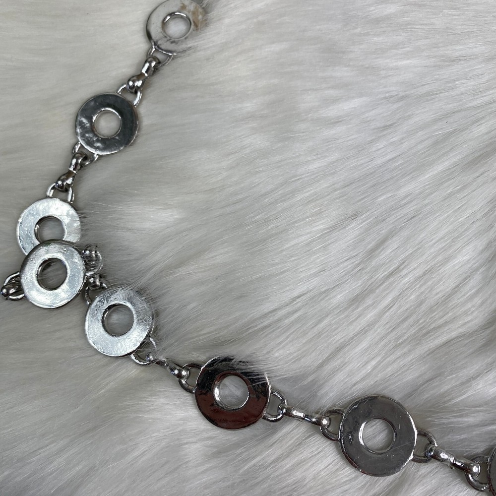 Silver Tone Circle Disc Mod Gogo Loop Belt 45"