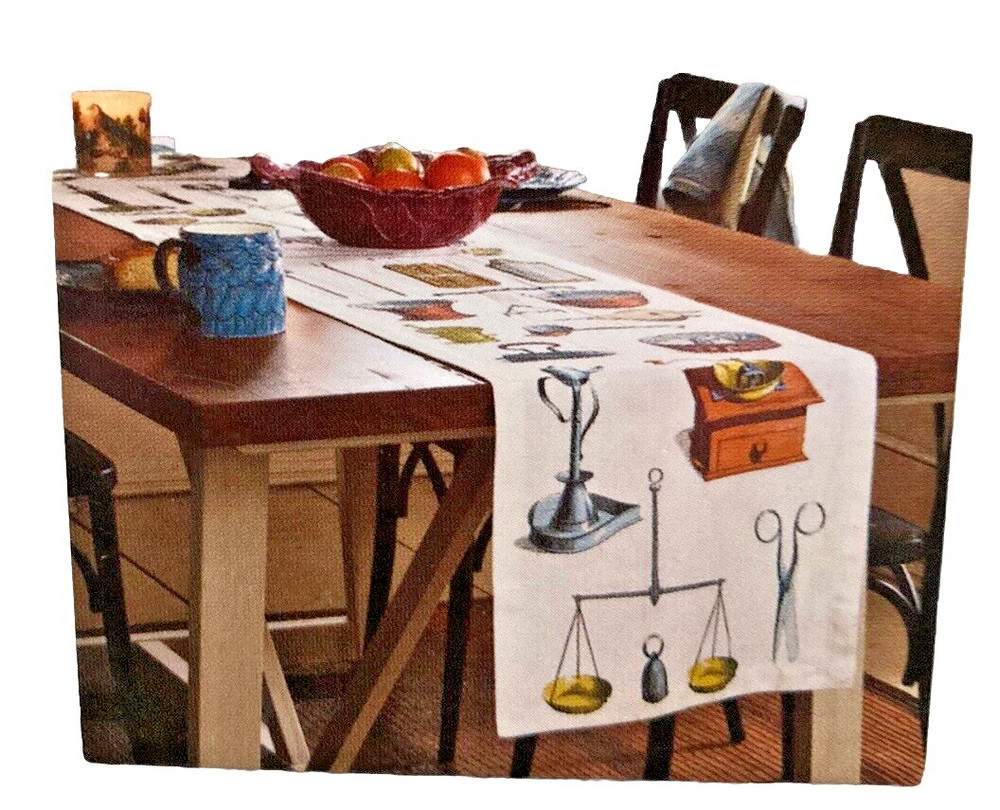 John Derian Target Table Runner Kitchen Objects Tools Fall Autumn 14”x 90 NEW