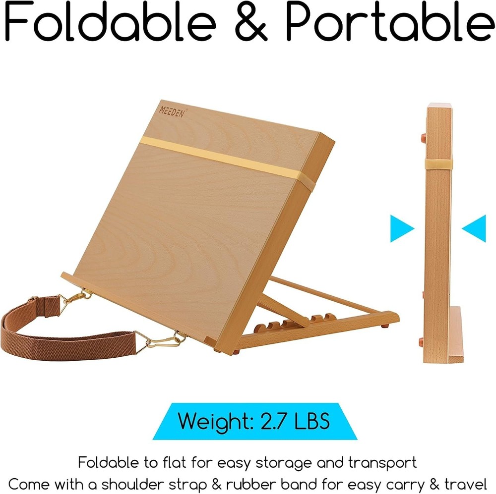 Artistic A3 Beechwood Easel - Portable, Adjustable, Ideal for Field & Studio Use