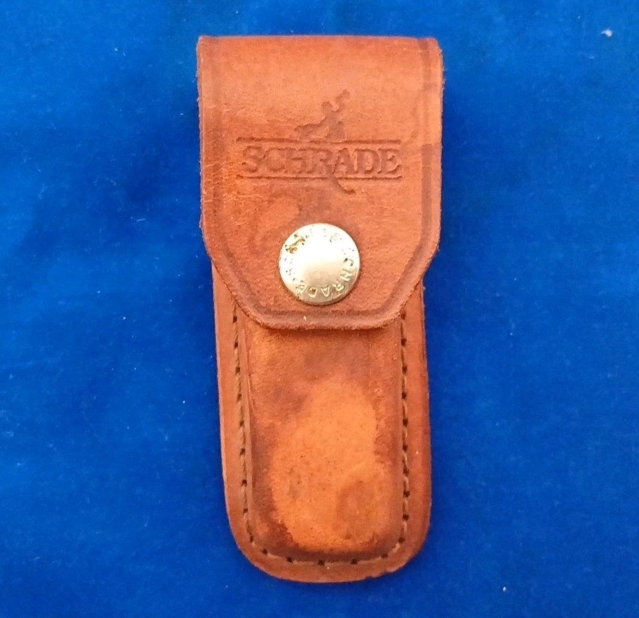 SCHRADE TAN LEATHER SHEATH ONLY - FOR 4" FOLDING KNIFE -