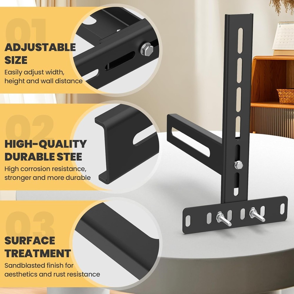 Universal Adjustable Headboard Brackets - Fits Twin to King Beds, Solid Steel=