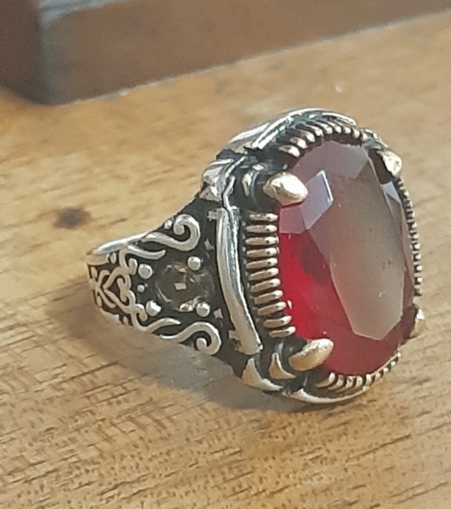 925 SILVER RING Men Solitaire Spinel Ring Sterling Man $