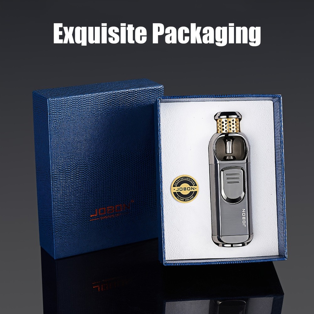 Metal Torch Lighter-Refillable Butane Jet Adjustable Blue Flame Lighter