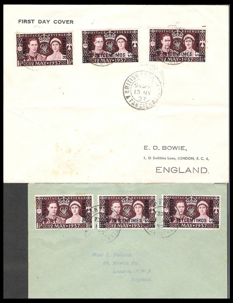 TANGIER 1937 CORONATION FDC PAIR (JF)