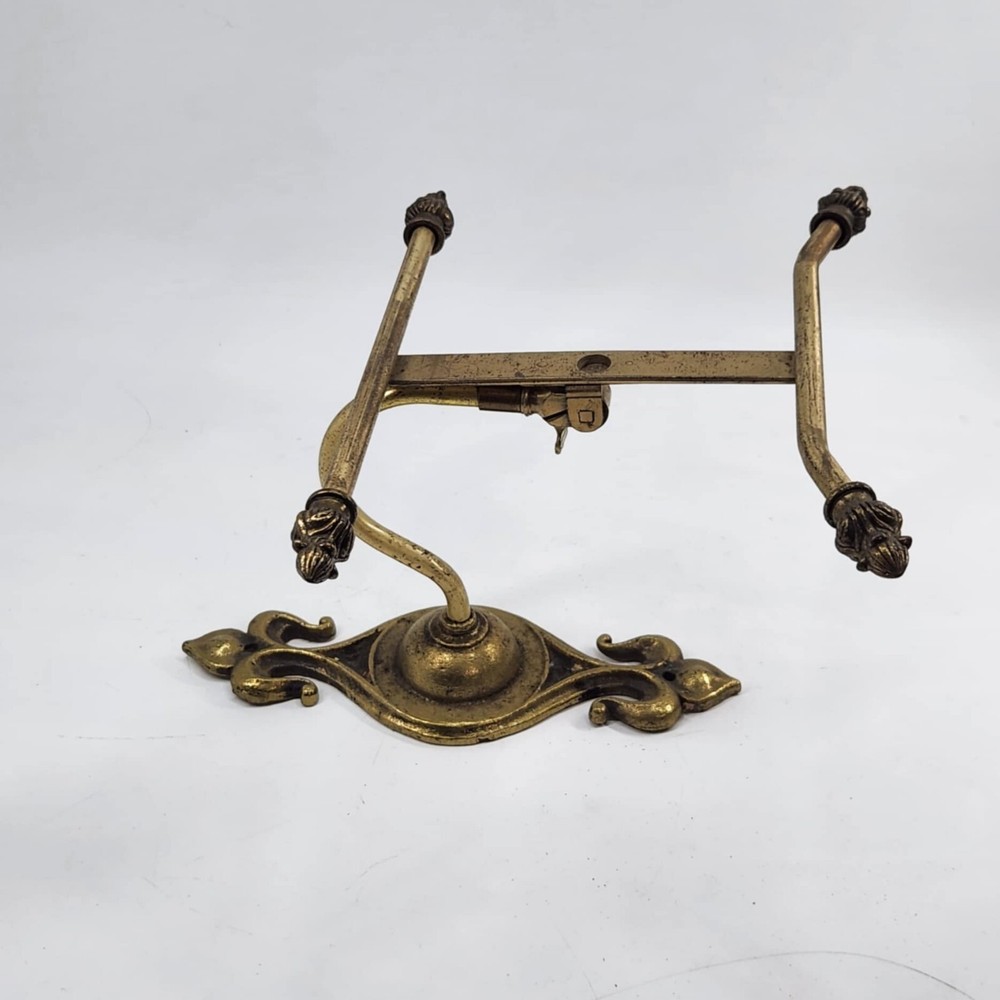 Antique Victorian Solid Brass Hat Coat Rack Hall Tree Wall Mount Early 1900s DA