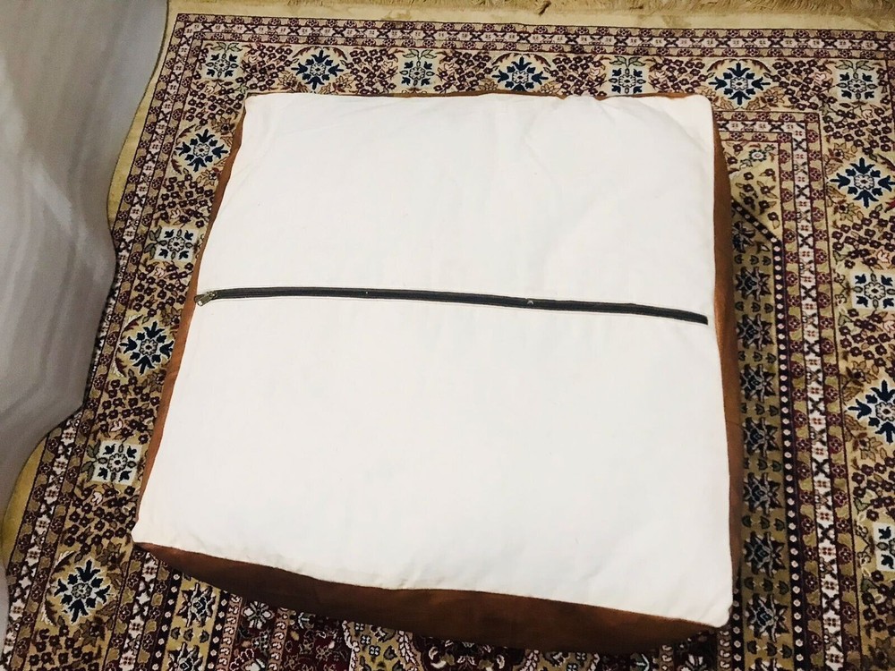 Authentic Moroccan Leather Pouf Handcrafted Boho Ottoman Genuine Leather Unstuff