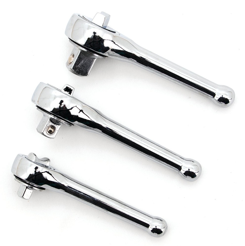 3PC STUBBY PRO RATCHET SET 1/4"DR, 3/8"DR & 1/2" DR