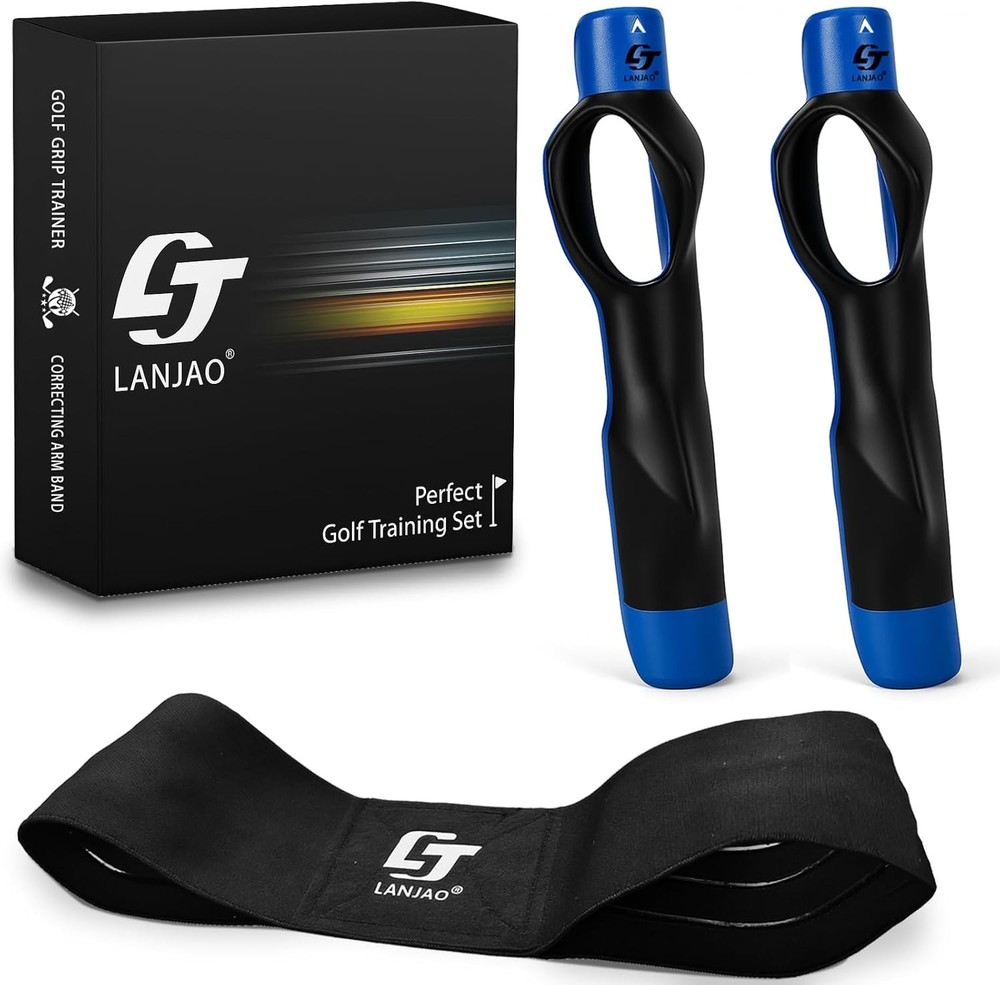 2 Pack Golf Swing Training Grip with Swing Correcting Arm Band Right Hand