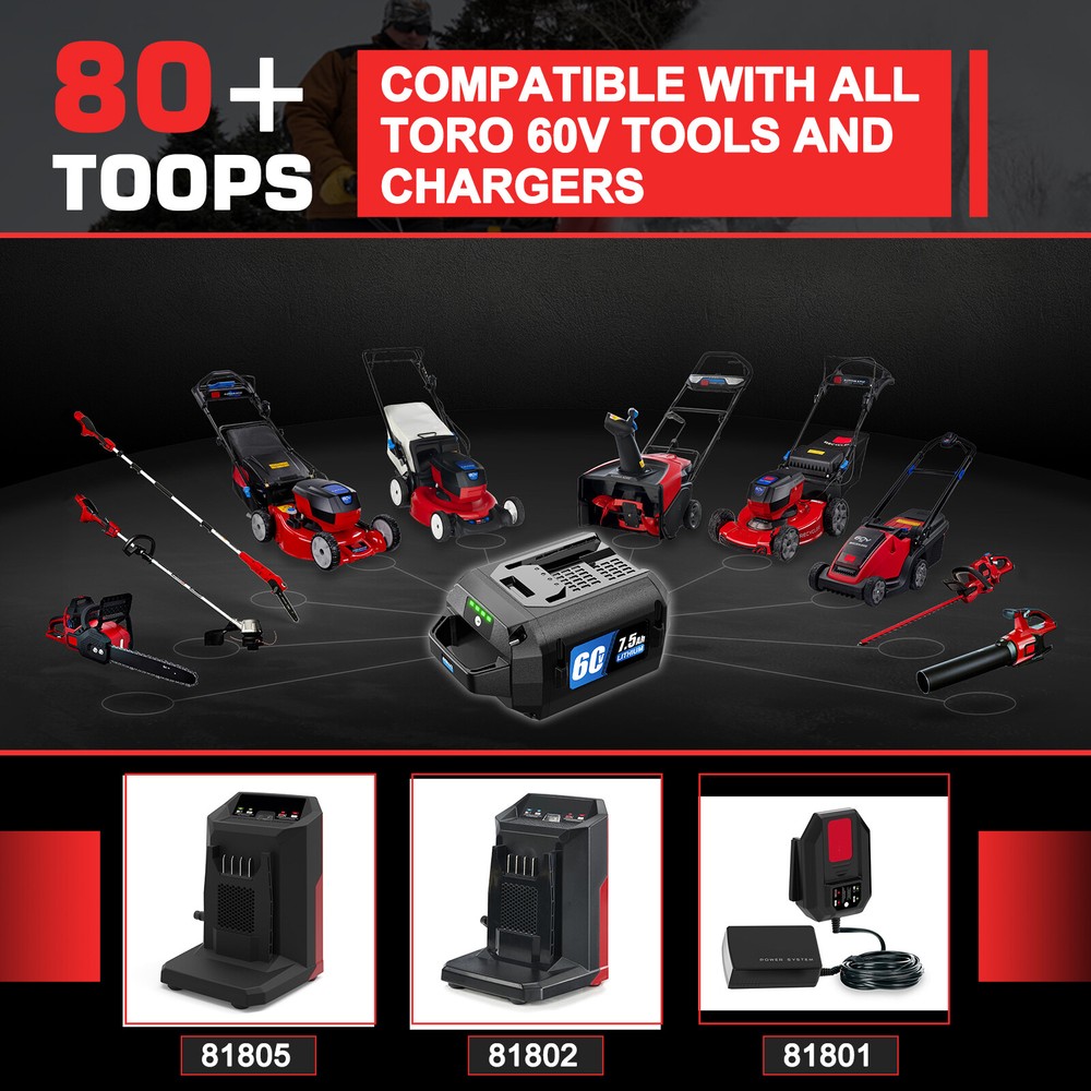 60V 7.5 Ah Lithium-ion Battery For ‎Toro 60Volt Flex-Force Power System L405 New