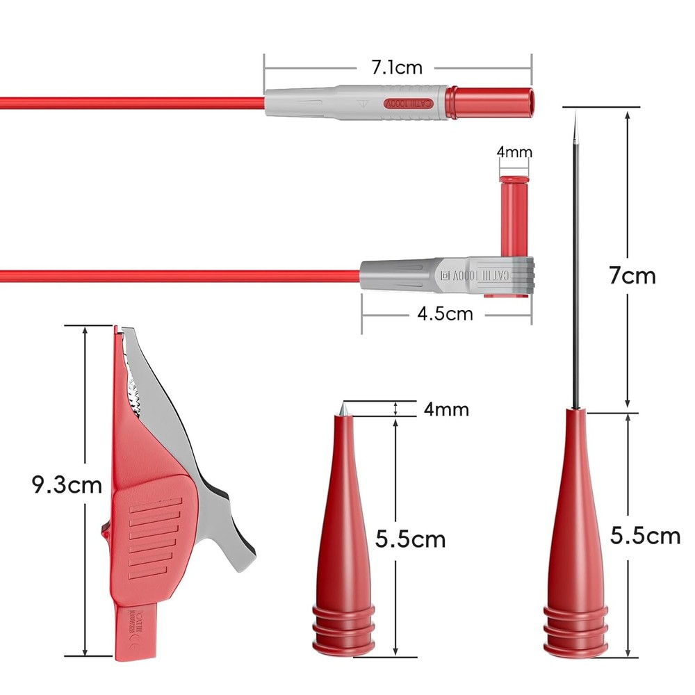 8-Piece Multimeter Leads Kit with Alligator Clips for Electronics Repair