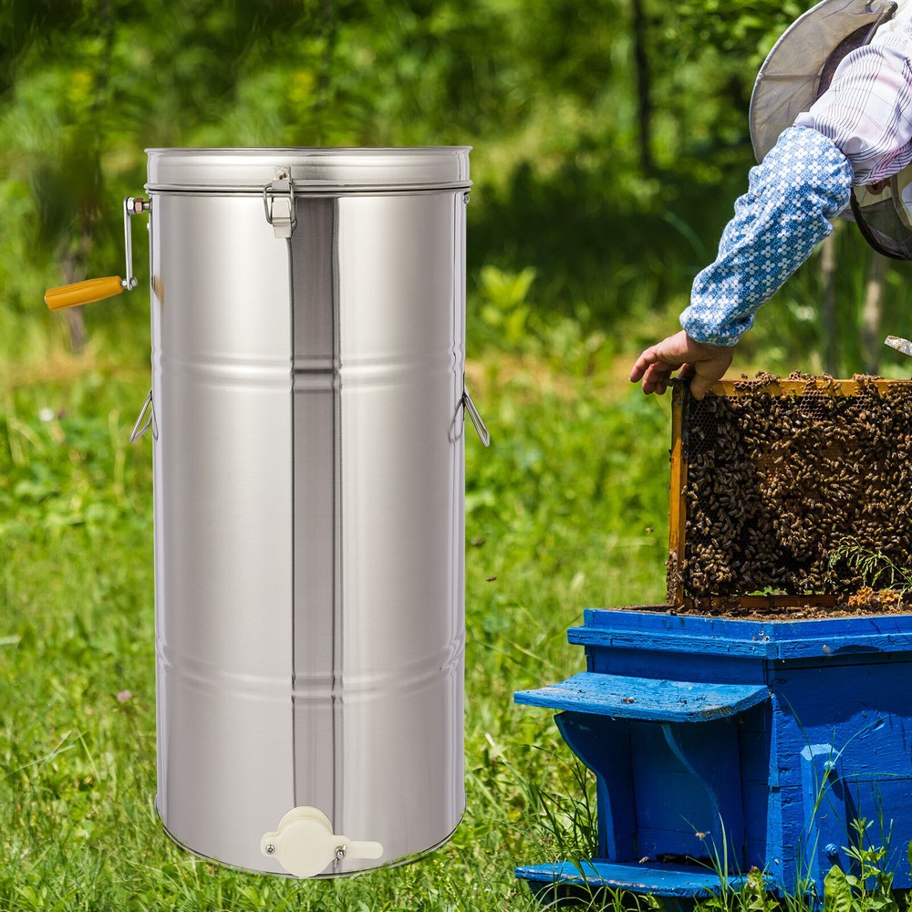 2-Frame Honey Extractor Manual Honey Extractor Honey Spinner Drum Separator NEW