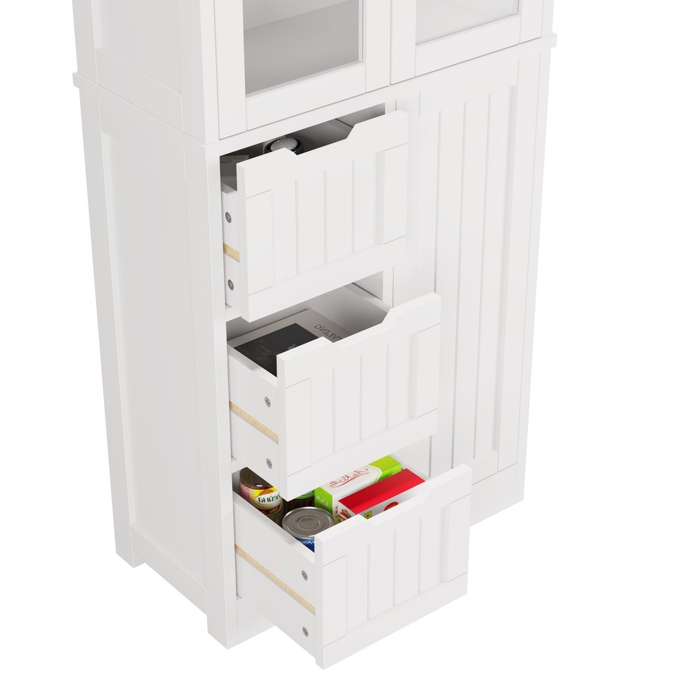 FCH 58" Tall Bathroom Large Display Cabinet with Doors Kitchen Cupboard Storage