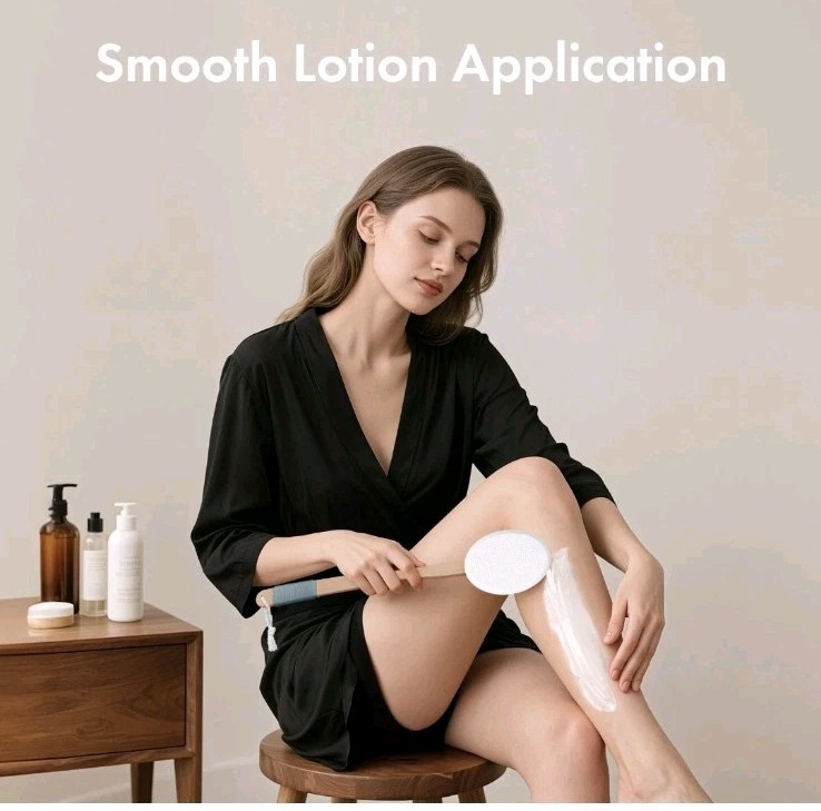 AmazerBath Lotion Applicator for Back Feet w 4 White Replacement Pads