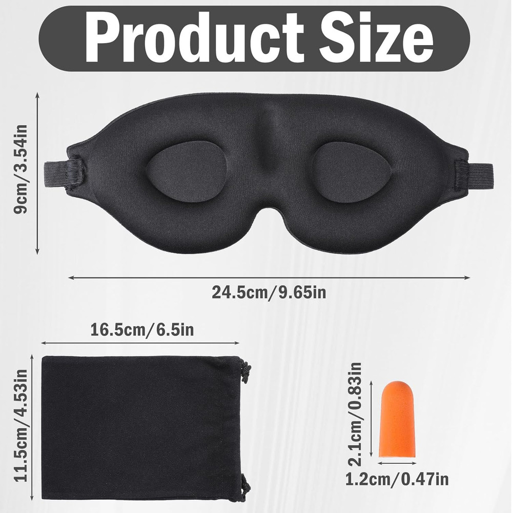 3D Sleep Mask Side Sleeper 99% Light Blocking Eye Mask with Ear Plugs