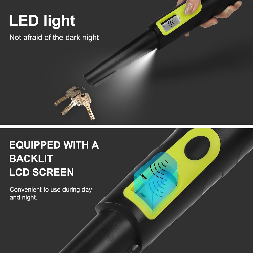 DEWINNER Metal Detector Pinpointer with LCD Display, IP68 Full Waterproof Met...