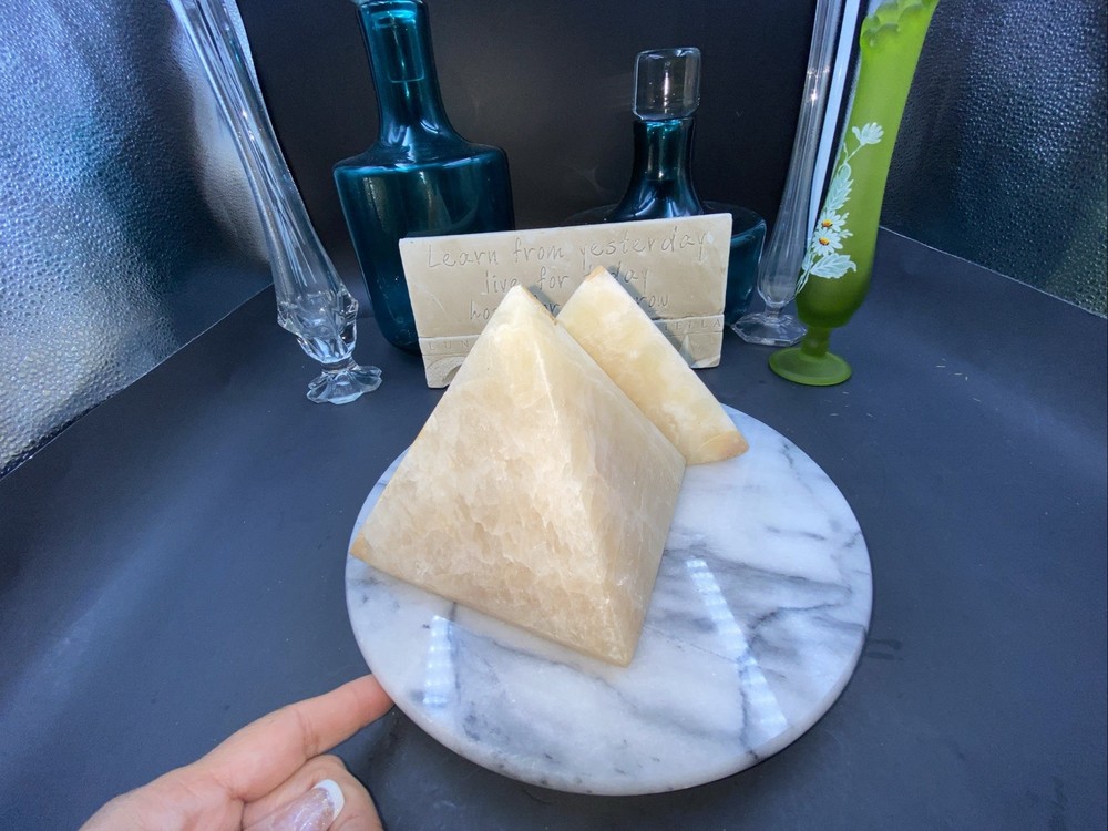MARBLE or ONYX BOOKENDS~Very Classy & Very Heavy~Few Tiny Chips