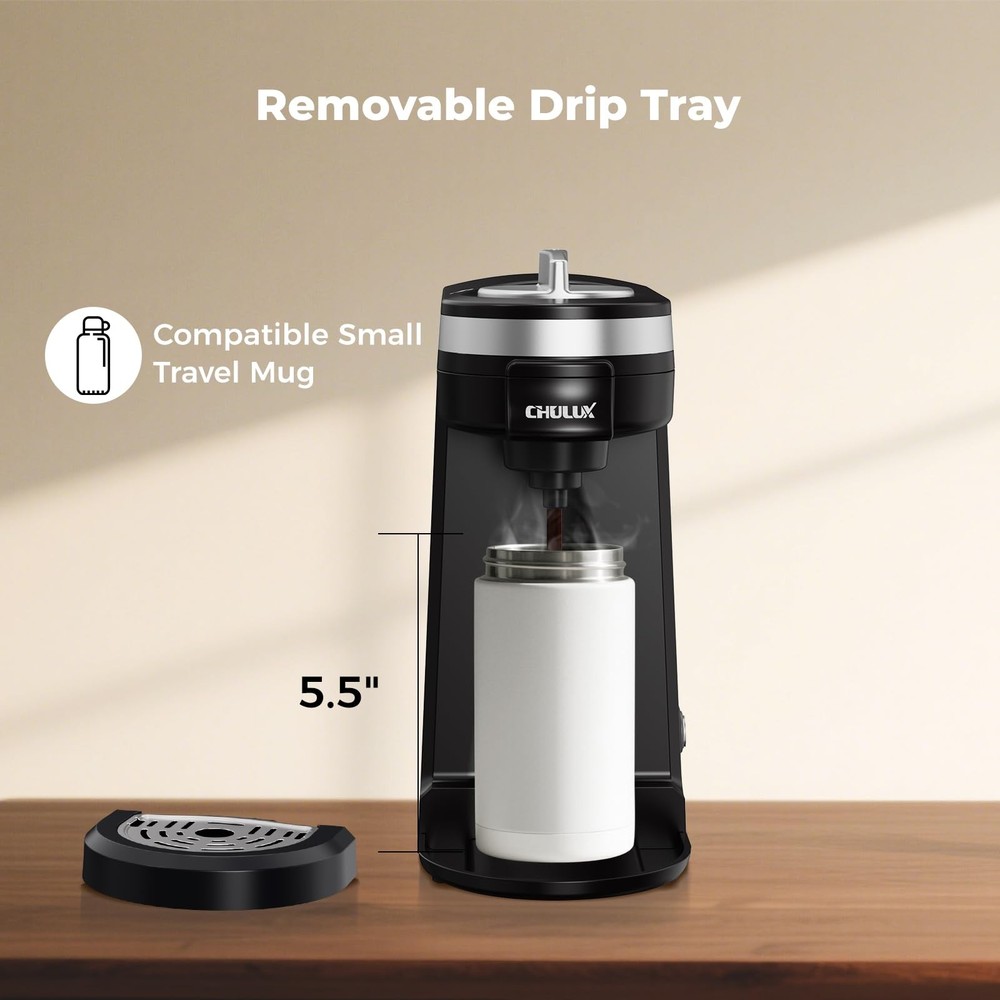 Single Serve Coffee Maker for Capsule and Ground Cup Machine Black