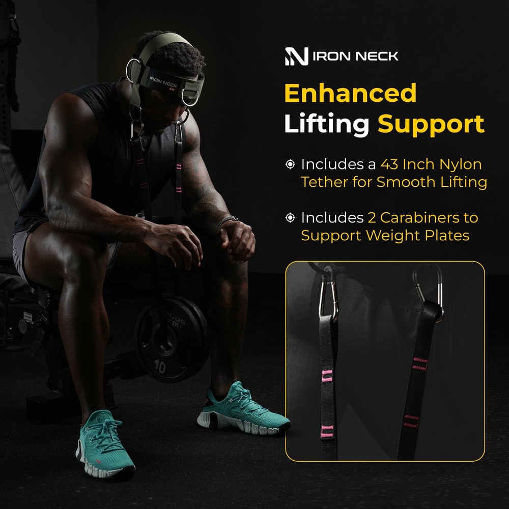Iron Neck Trainer, Exerciser, & Alpha Harness, Green - Harness