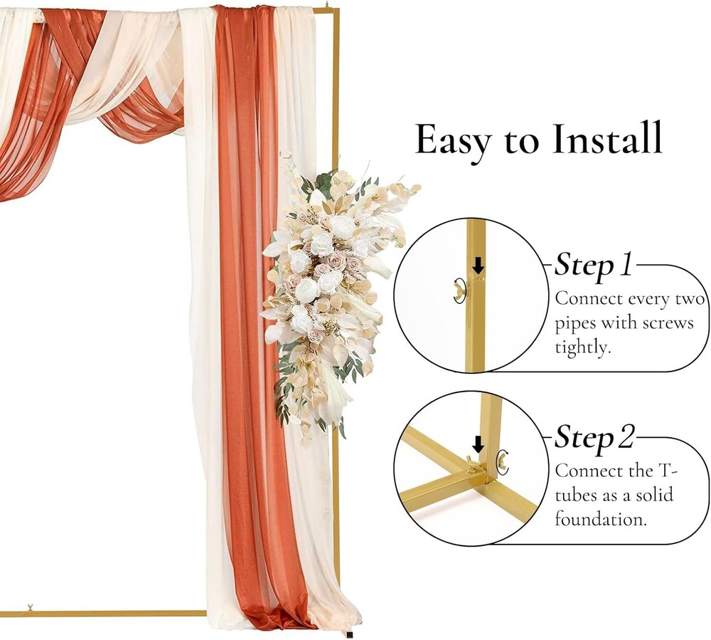Wedding Square Arch Frame Flower Balloon Backdrop Stand Party Event Decor Gold