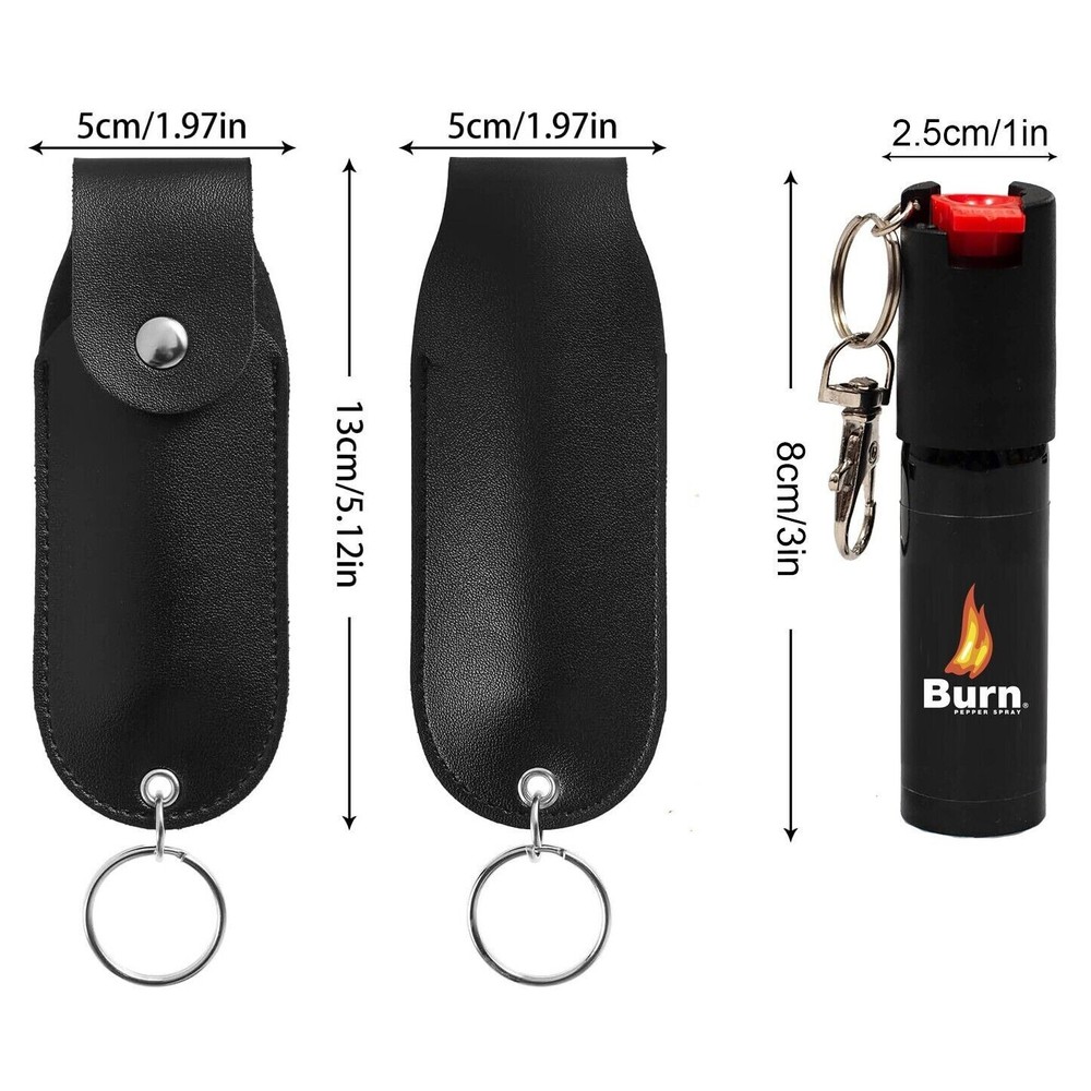 2 PACK BURN Pepper Spray 1/2oz Self Defense Keychain Security Case Black