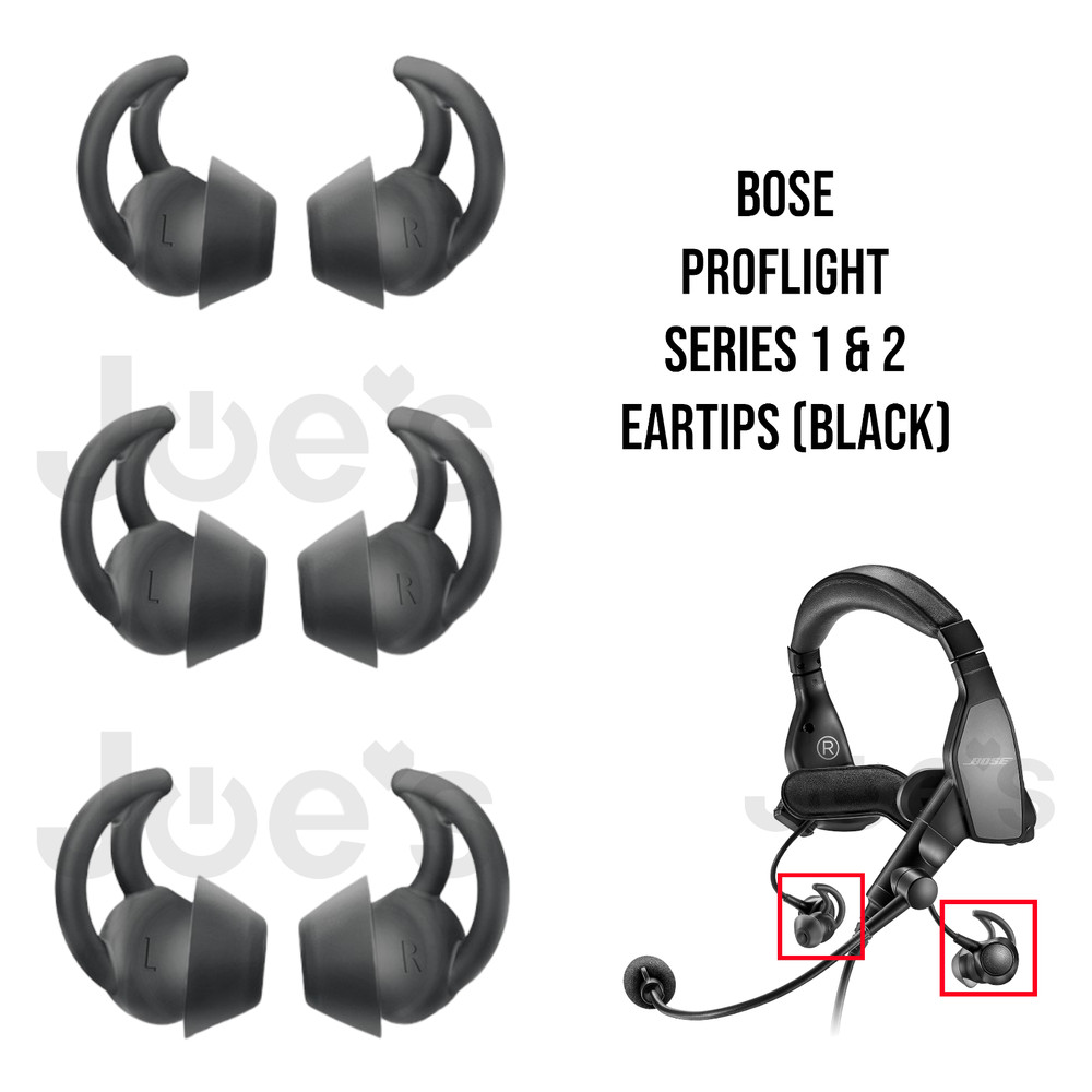 Bose Aviation Headset ProFlight 1 and 2 Replacement Silicone Ear Buds Tips Black