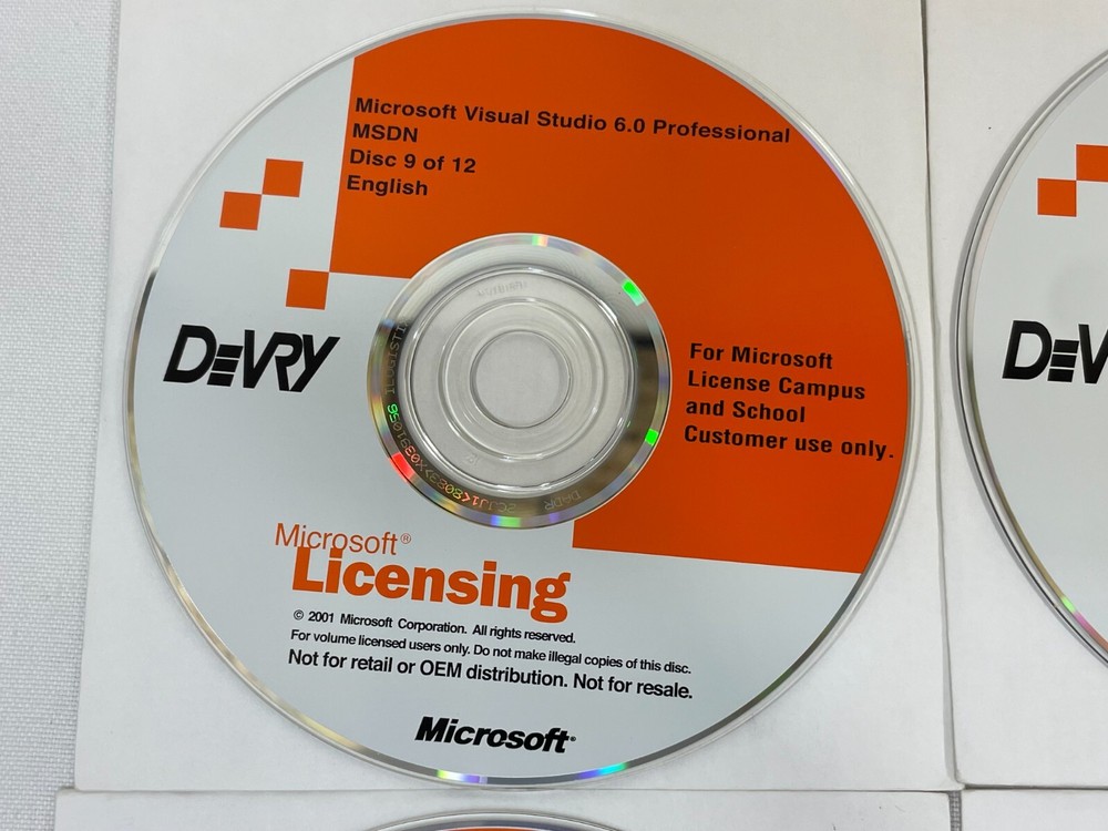 Microsoft DeVry Visual Studio 6.0 Professional 12-Disc Complete Set Software CD