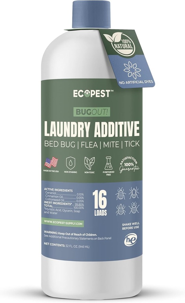 BugOut! Laundry Additive – Natural Detergent Booster for Bed Bug, Mite, Flea,