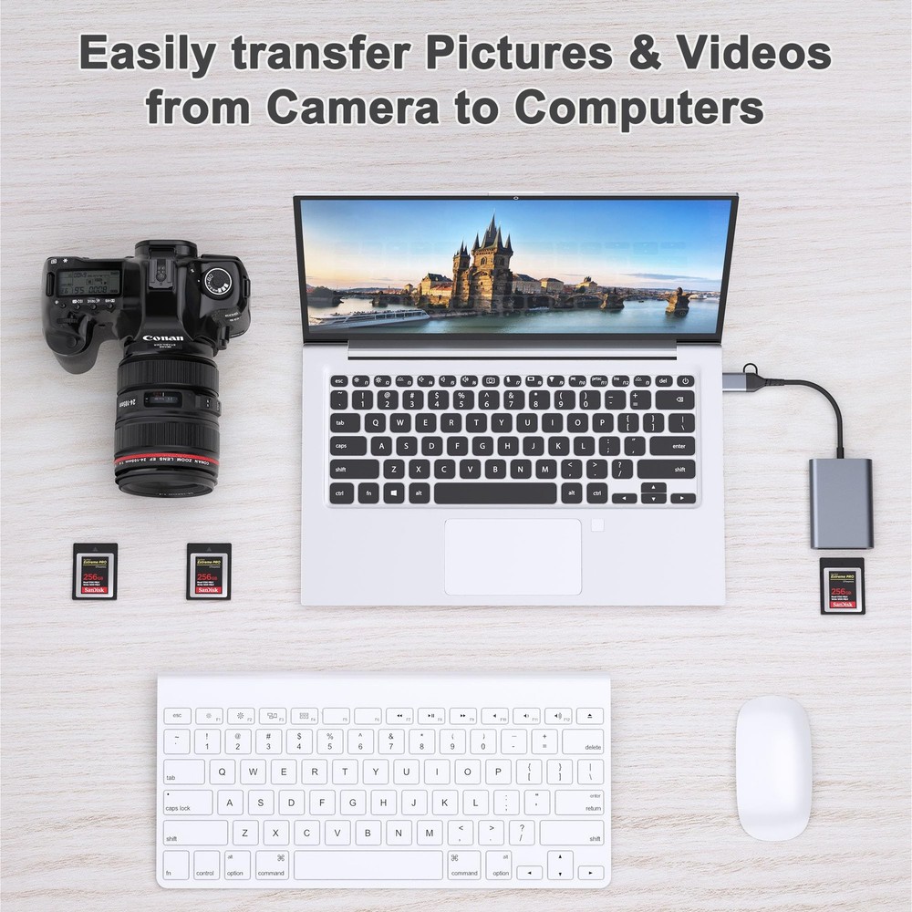 Lecnvuo CFexpress Type B Card Reader with USB 3.2 (Gen 2) 10Gbps, Silver Gray