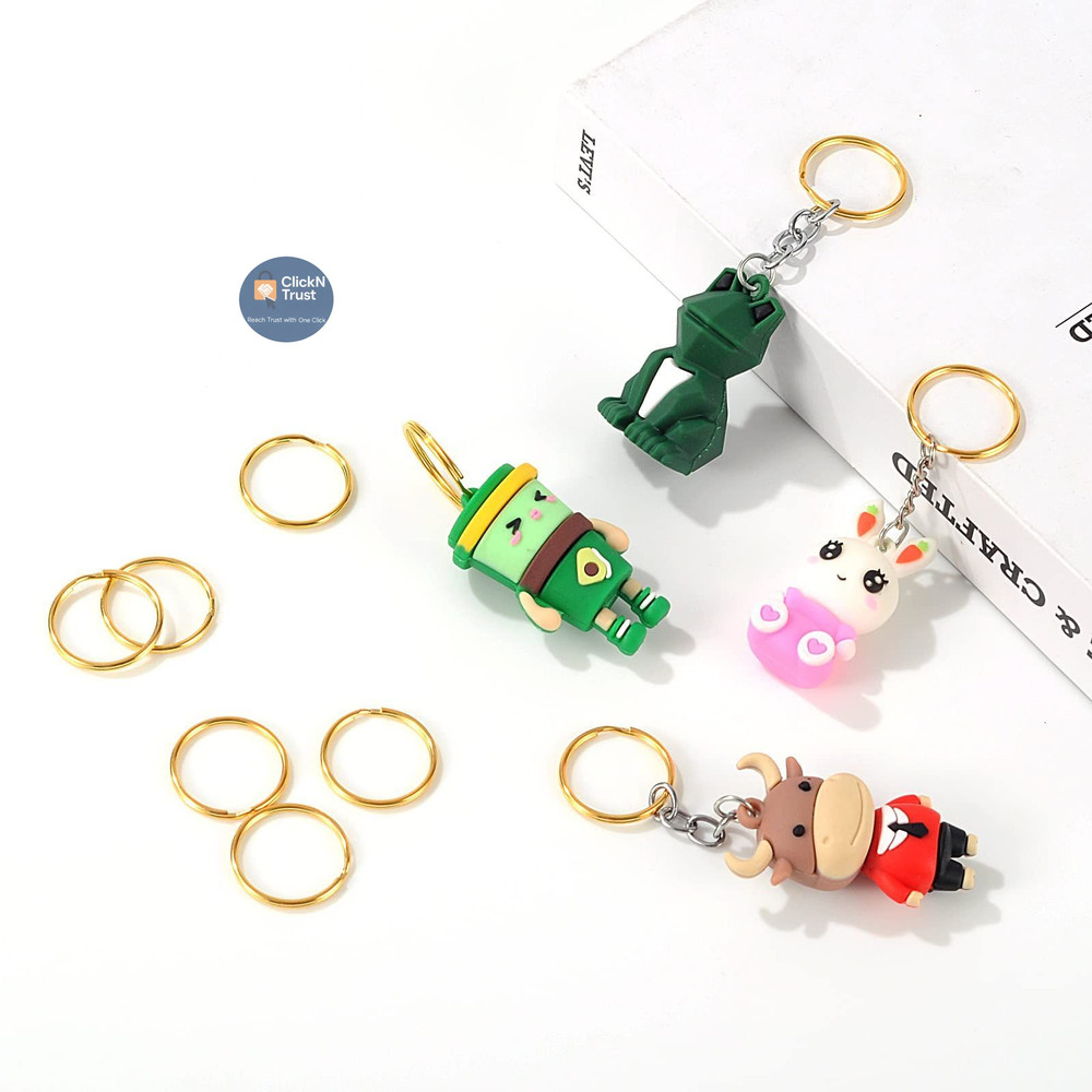 100PCS Split Key Rings Bulk for Keychain and Crafts 1”100Pack, gold