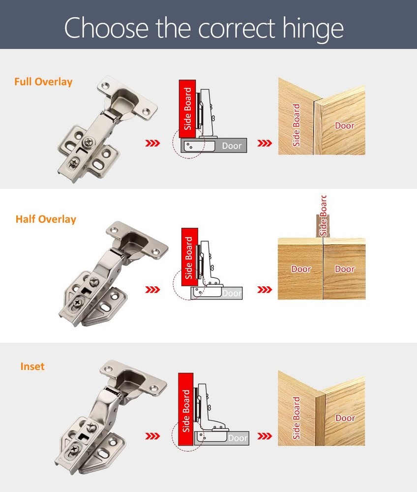 2-Pack Frameless Concealed Cabinet Hinges, Soft-Close, 2D Adjustable (Half-Ov...