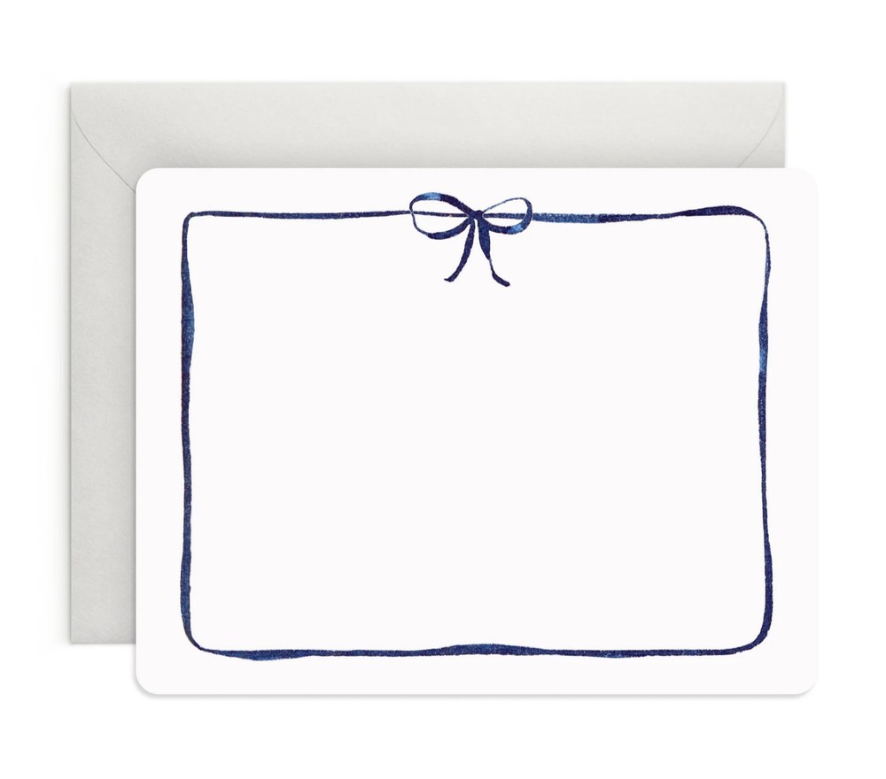 E. Frances - Navy Bow Flat Notes, Box of 8