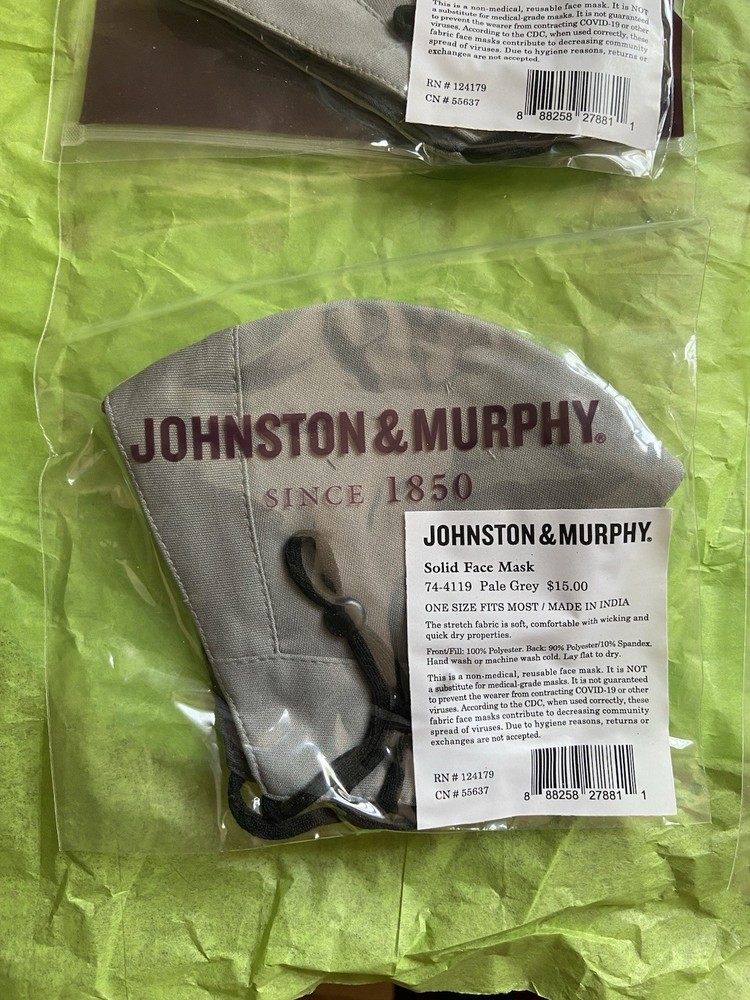 Johnston & Murphy Solid Face Mask (Pale Gray) 4pk