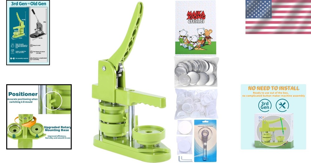 Engaging 58mm DIY Button Maker with Educational Magic Book & Crafting Supplies