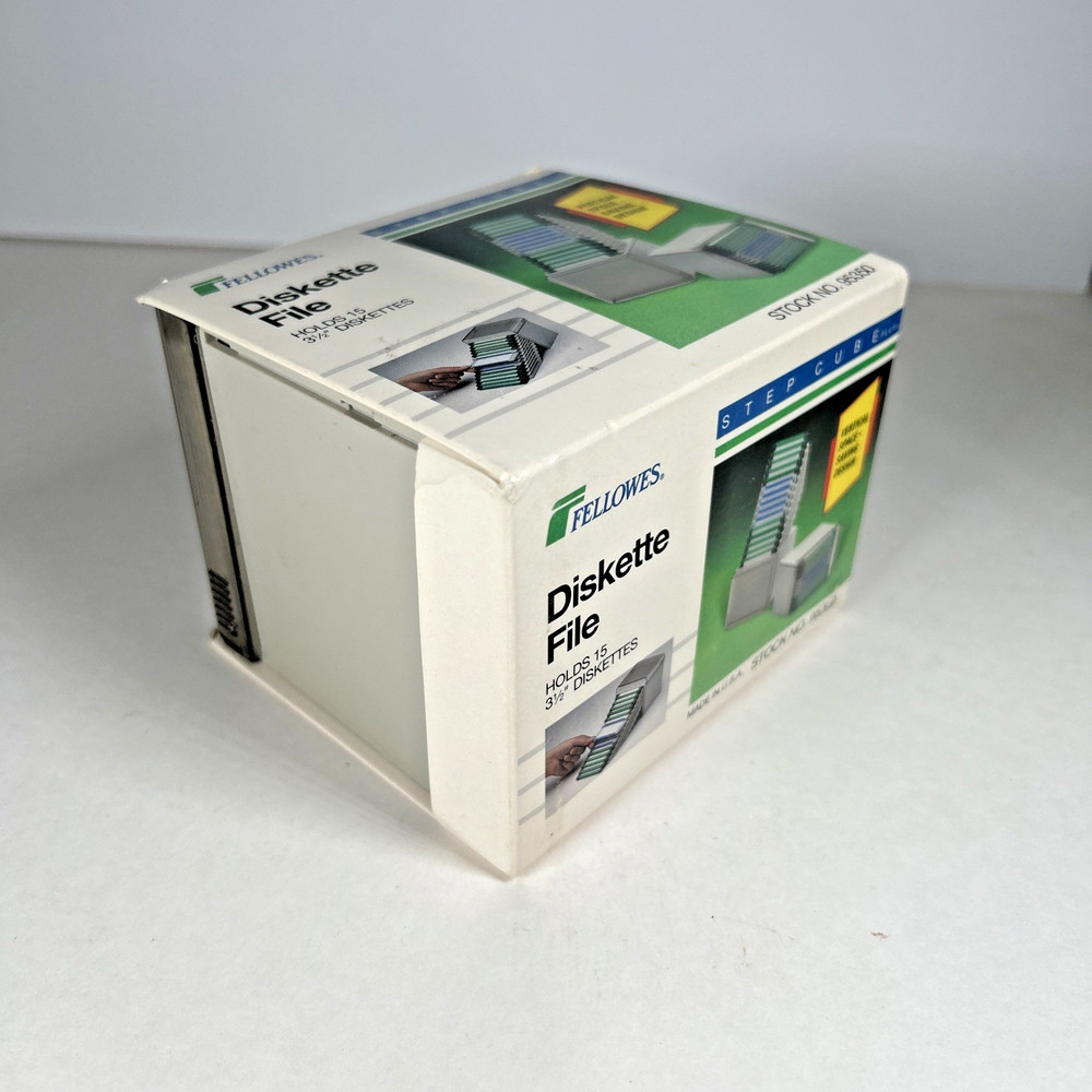 Fellowes Step Cube Plus Disk Holder, Holds 15 3.5" Disks *New*