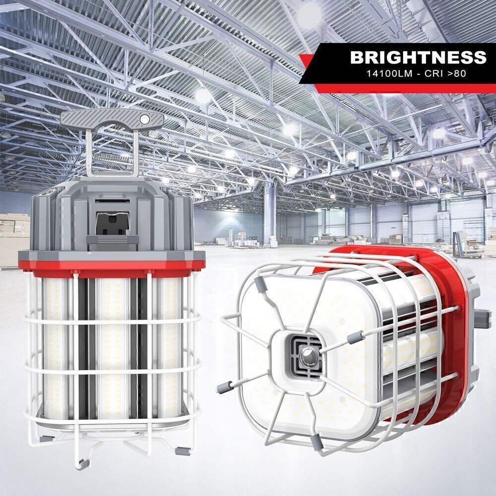 100W LED Temporary Work Light Linkable High Bay Construction Hanging Lamp 5000K