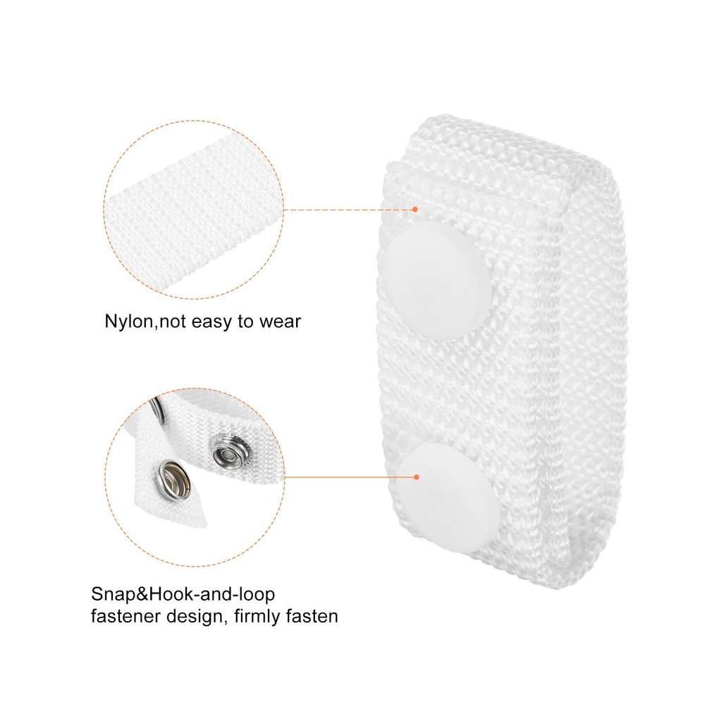Belt Keeper 6Pcs Nylon Webbing Loop Holder with Double Snaps White