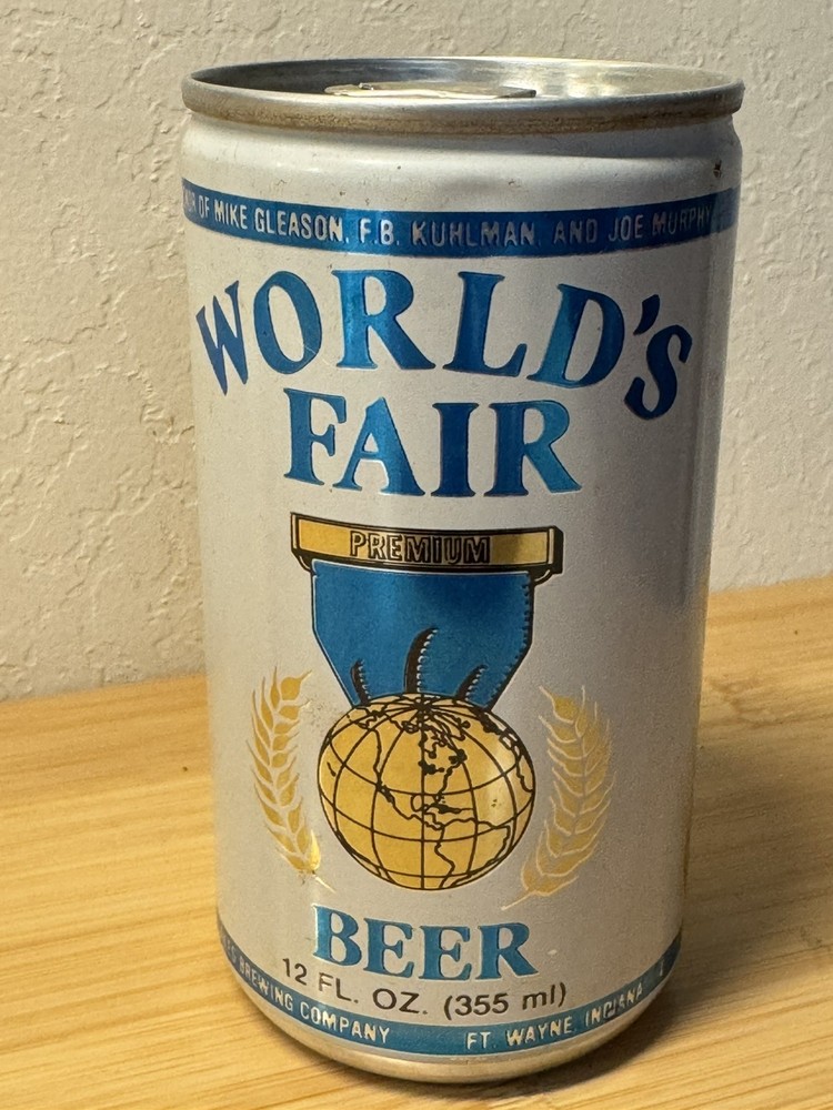 World's Fair Premium Beer - blue - Empty Beer Can Bottom Opened
