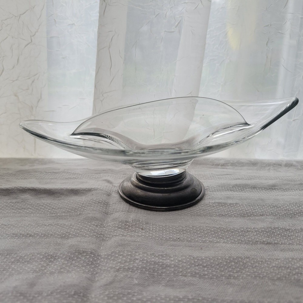 Crown Sterling Silver & Glass Divided Dish