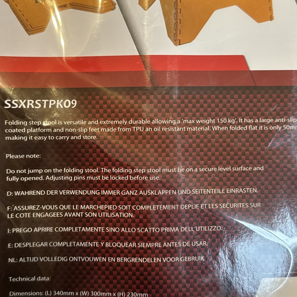 Snap On Folding Step / Stool In Orange NEW