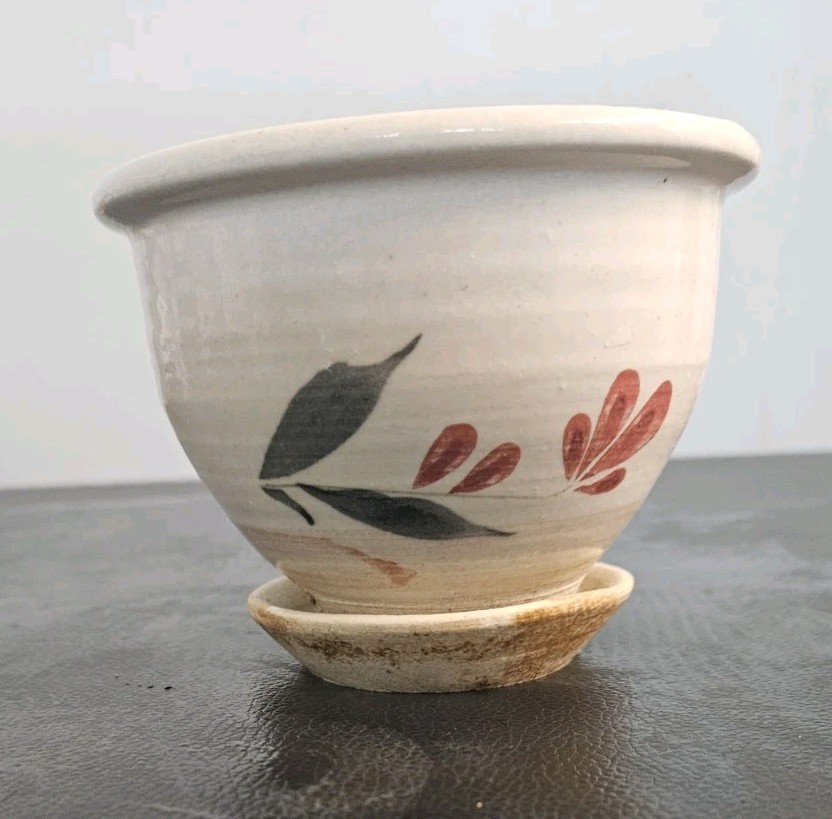 Studio Art Pottery Planter with Underplate and Drainage