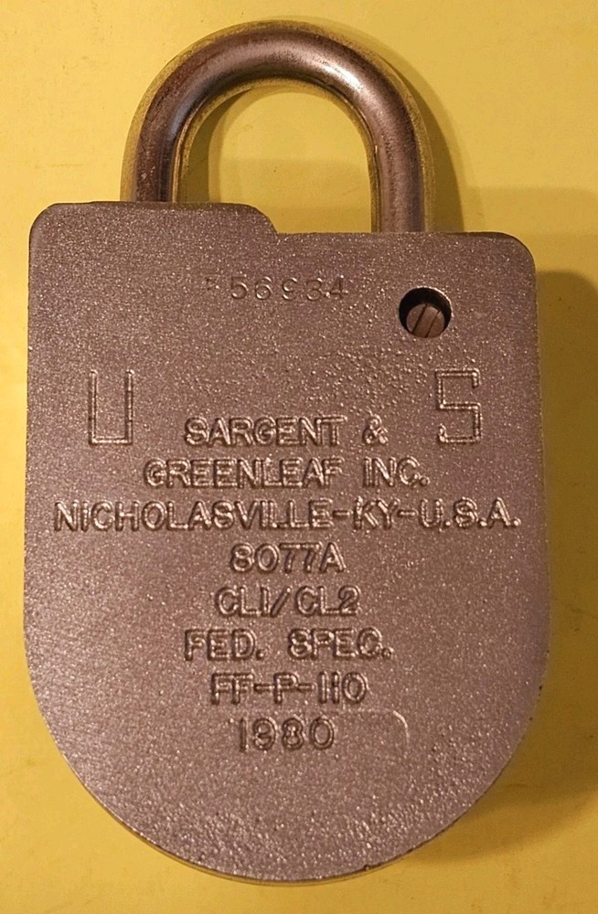 HIGH SECURITY PADLOCK COMBINATION SARGENT & GREENLEAF 8077 LOCK RARE