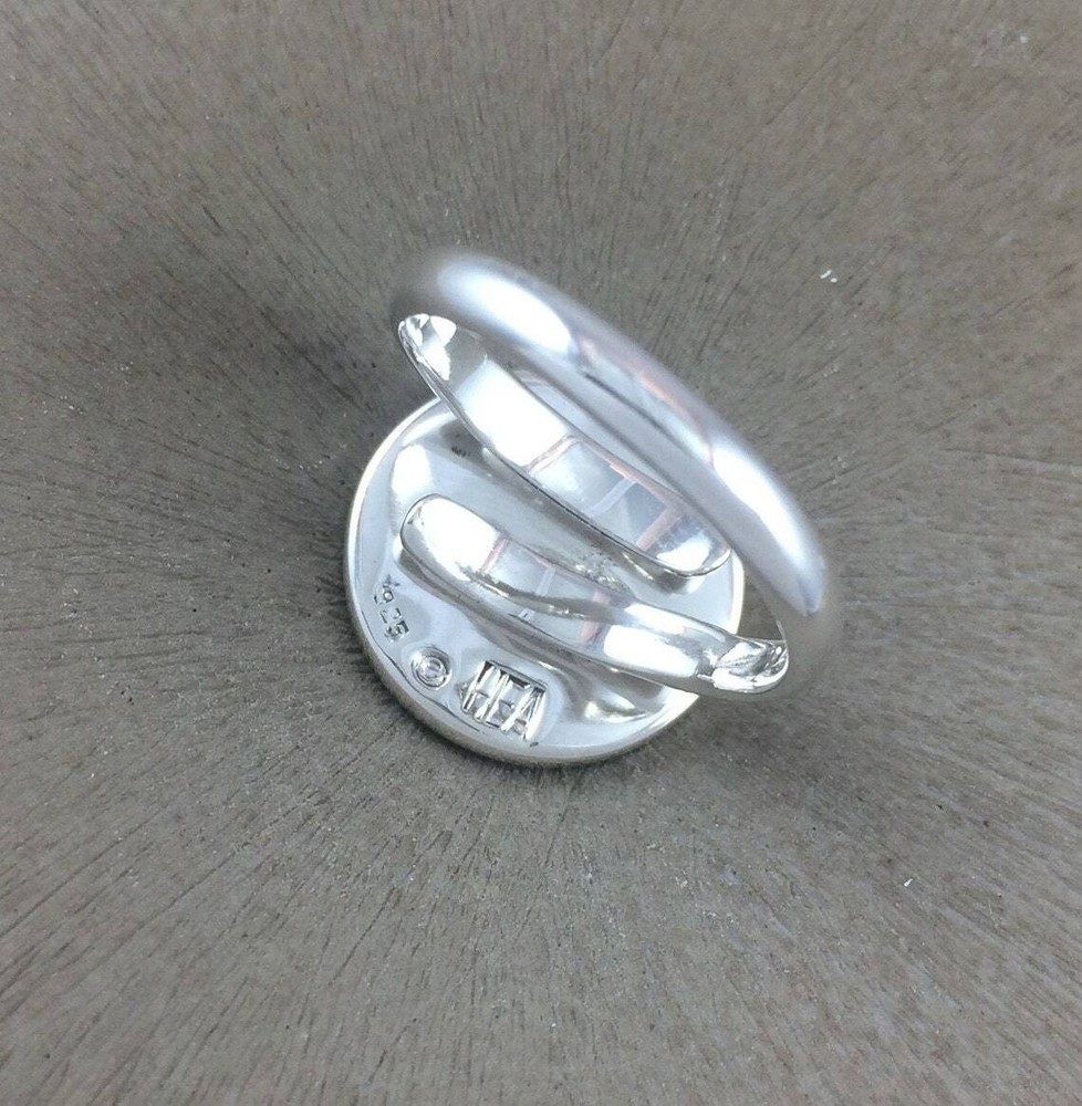 Sterling Silver Ring Blank 15mm Round Bezel Cabochon Setting Adjustable Finding