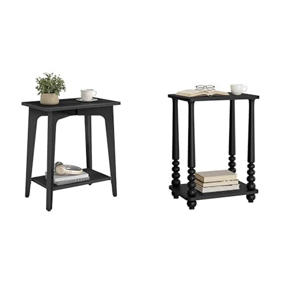 VASAGLE Small Rectangular End Table, Accent Nightstand for Small Spaces, Char...