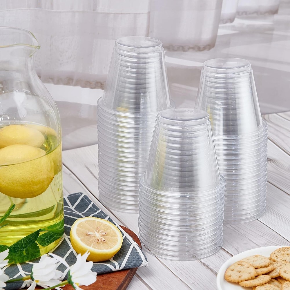 300 Pack 9oz Clear Plastic Cups,Disposable Crystal Drinking Cups,PET Plastic ...