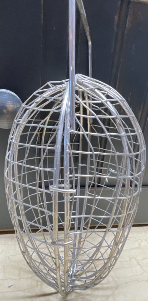 Vintage Wire Egg Shaped Hanging Cage Opens & Latches 7” X 4”