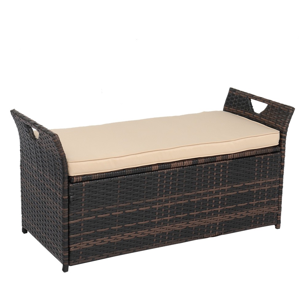 106*52*46cm Iron Frame Can Accommodate Brown Gradient Footstool Rattan Locker
