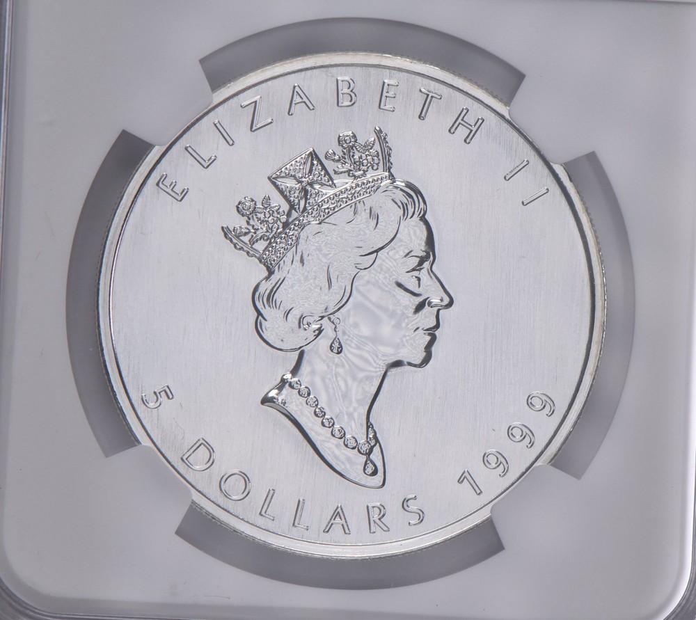 MS69 1999 Canada Silver 5 Dollars Maple Leaf NGC Canada Label