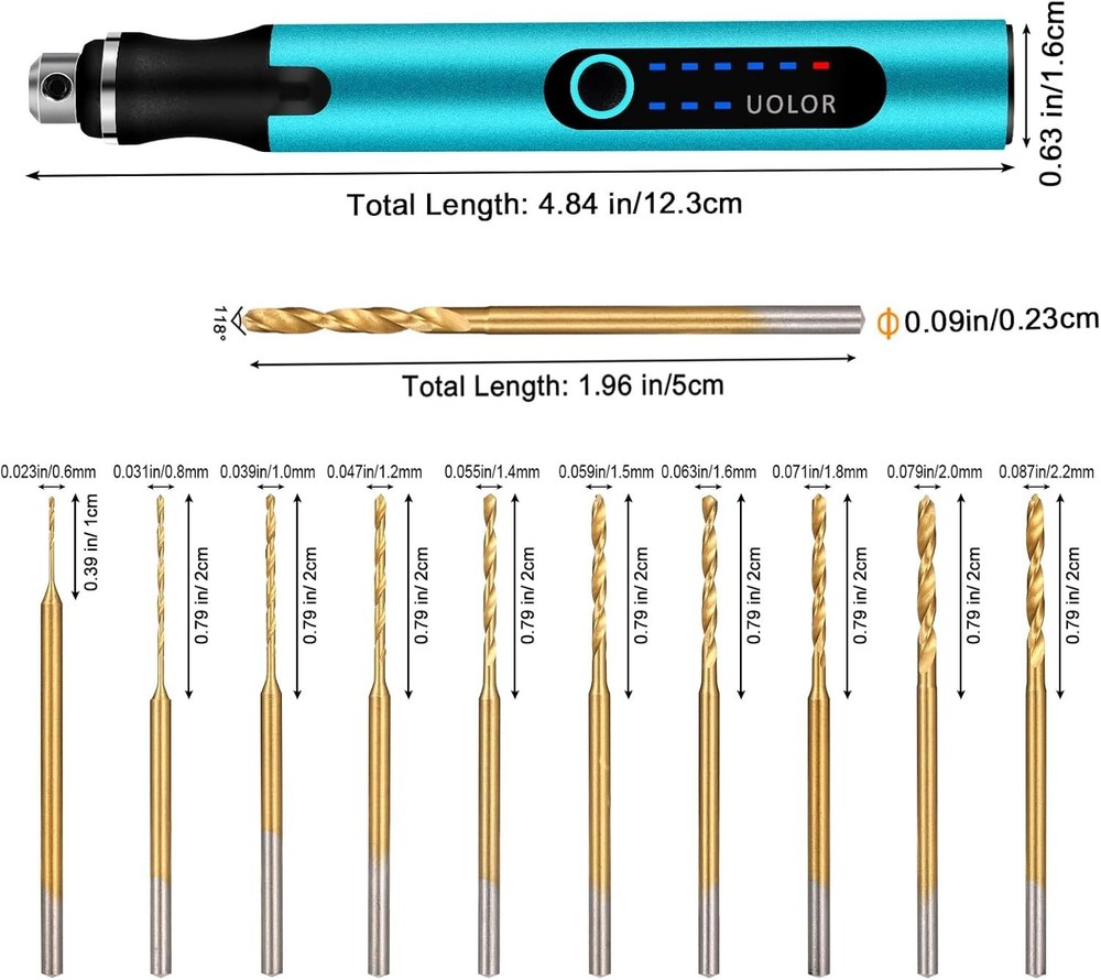Cordless Mini Drill Pen 3 Speed USB Rechargeable Micro Drill Kit 10 Bits DIY