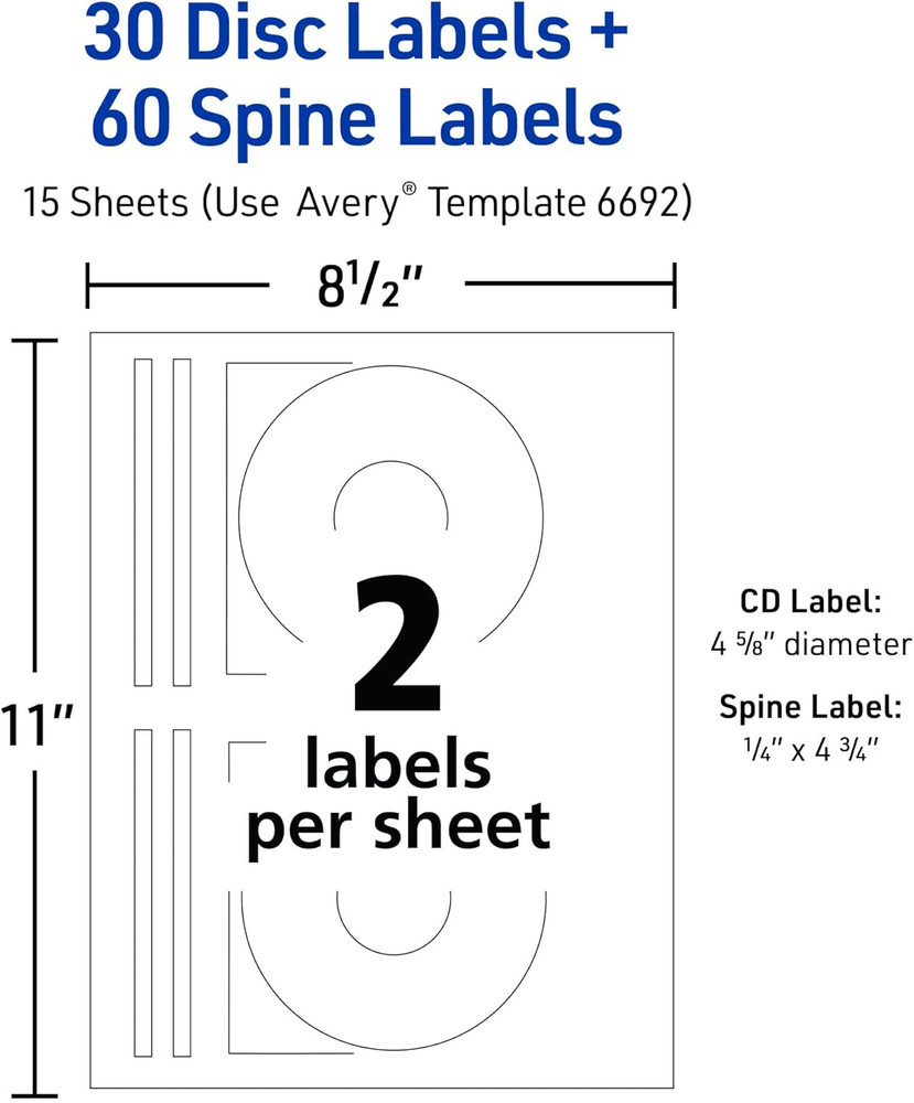 Printable CD Labels, Matte White, Permanent Adhesive, Laser Printer Compatible,