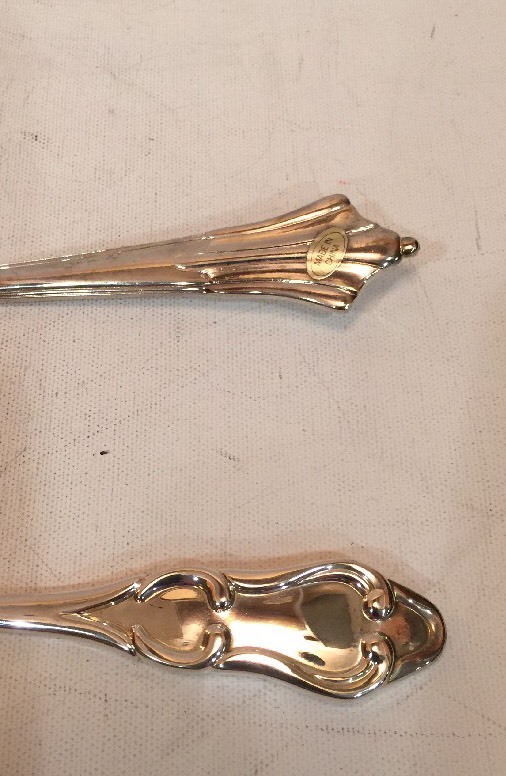 Silverplate Two Cake Pie Servers Flatware " Happy Holiday" & "Christmas Greeting